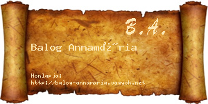 Balog Annamária névjegykártya